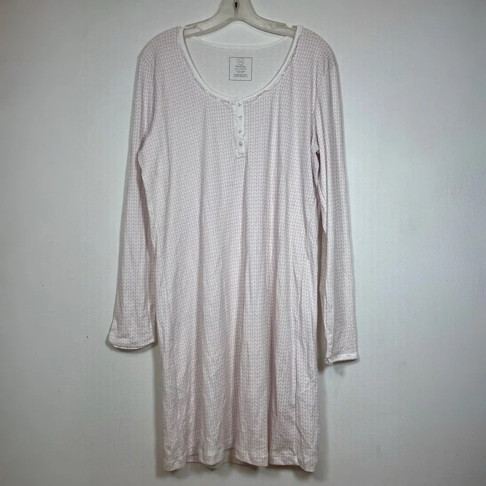 Lila & Hayes Womens 100% Pima‎ Cotton Nightgown L Soft Luxury Classic Sleepwear